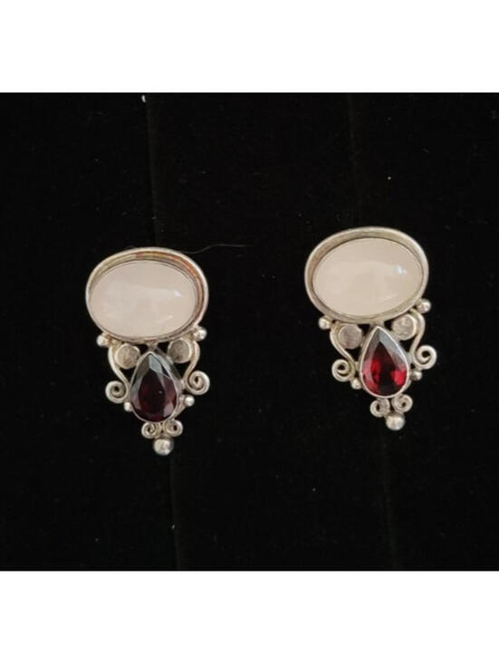 Sajen Jewelry - Signed VTG Sajen .925 Post Earrings w/Gemstone Accents